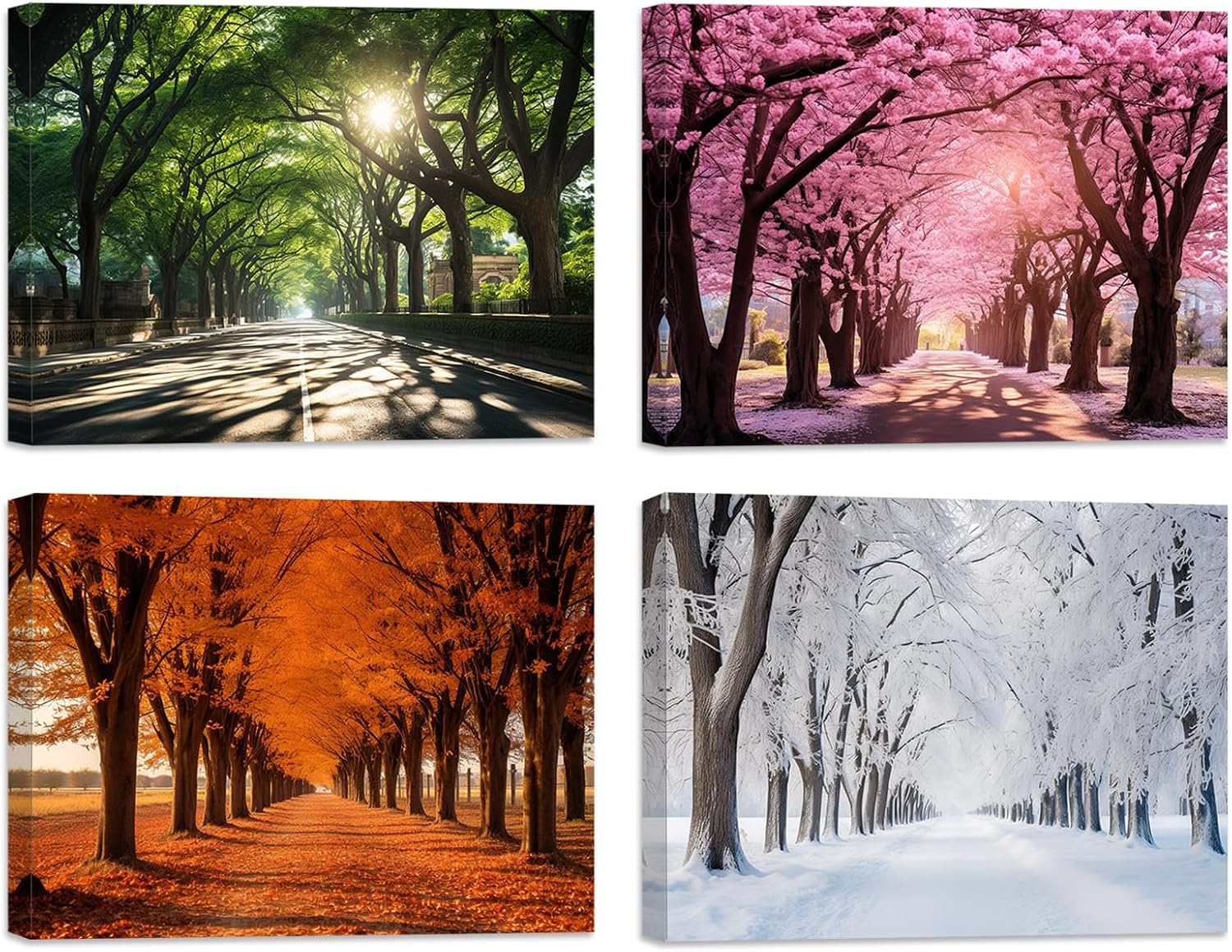 ZXHYWYM Vier Jahreszeiten Leinwandbilder 4 teilig Fr hling Sommer Herbst Winter Bild Drucke Naturlandschaft Gem lde moderne Heimdekoration Bild-1 20.00 x 30.00 cms x 4 Teilig
