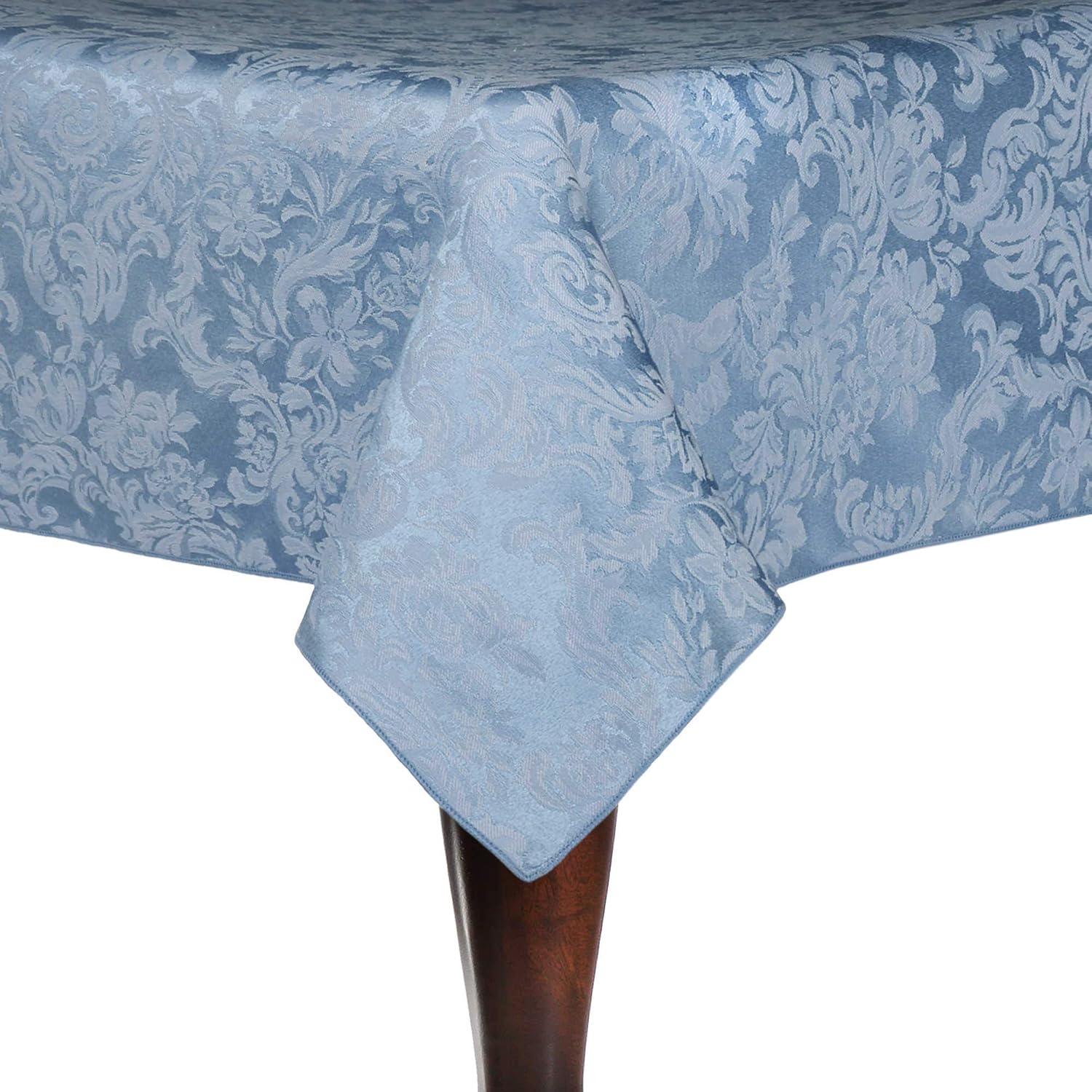 Ultimate Textile Miranda 60 x 108-Inch Rectangular Damask Tablecloth Slate Blue