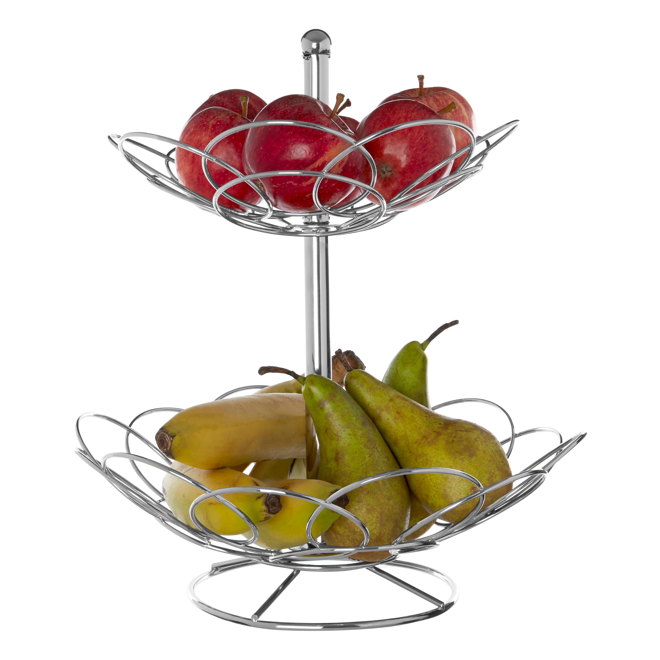 Premier Housewares 509790 2Tier Fruit Basket Chrome Fruit Baskets Vegetable Basket Fruit Storage Fruits Basket Fruit and Veg Rack Veg Rack Storage Fruit Veg