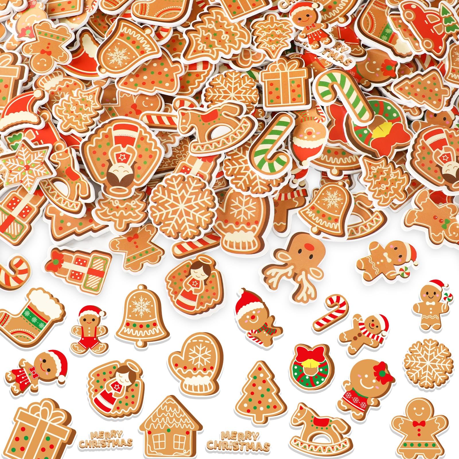 JarThenaAMCS 300-Pack Christmas Gingerbread Foam Stickers – Self-Adhesive DIY Craft Decor For Cards, Gifts & Party Supplies - View #5