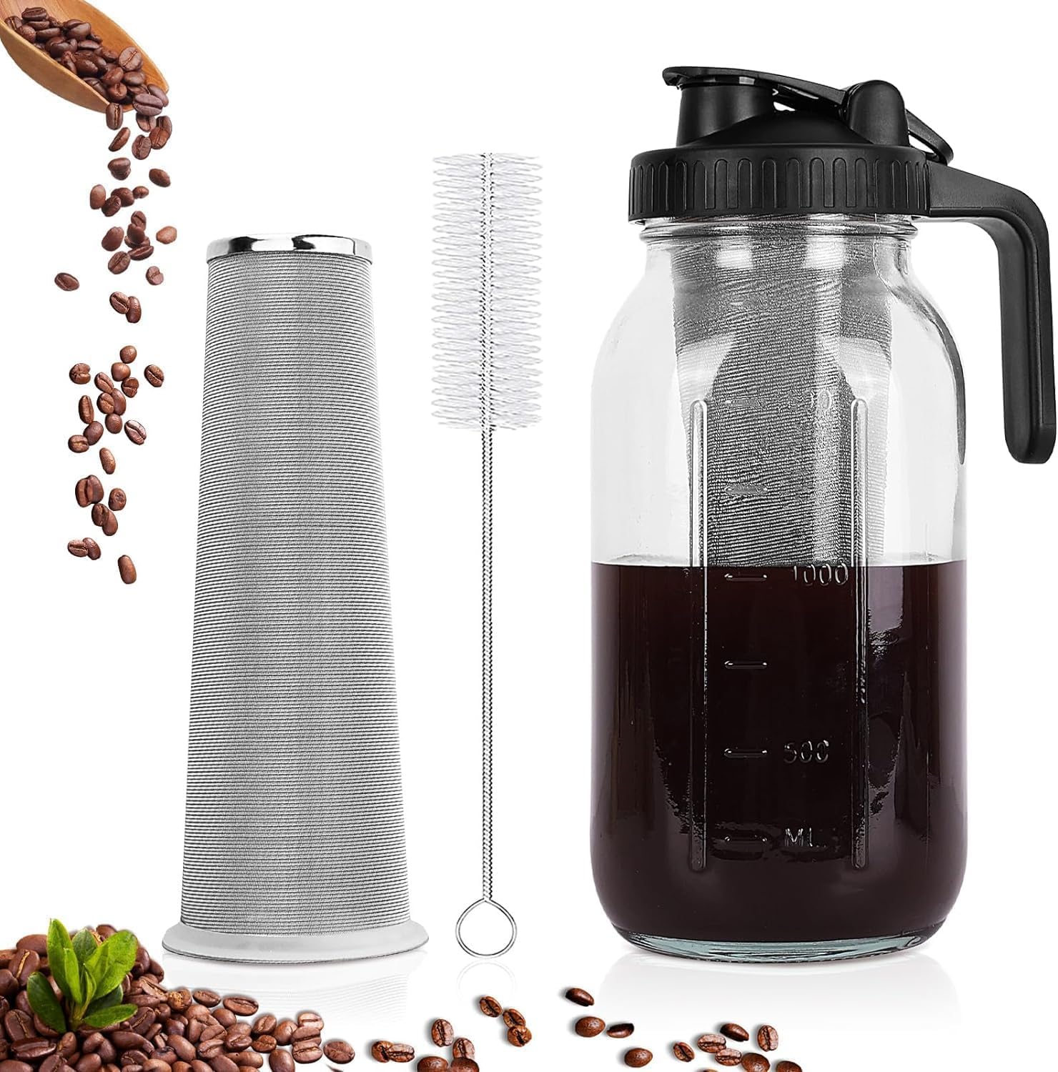 Machine à café Cold Brew 1,8 l acier inoxydable cafetière thé froid noir