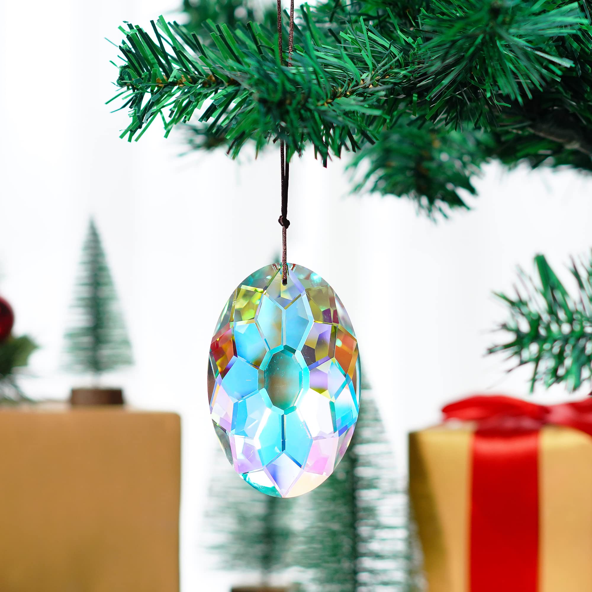 AB-Beschichtung zum Aufhängen von Fenstern, Kristallprismen, Sonnenfänger, Regenbogenmacher, Glas, hängende Ornamente für Haus, Garten, Dekoration (89 mm, 8,9 cm)