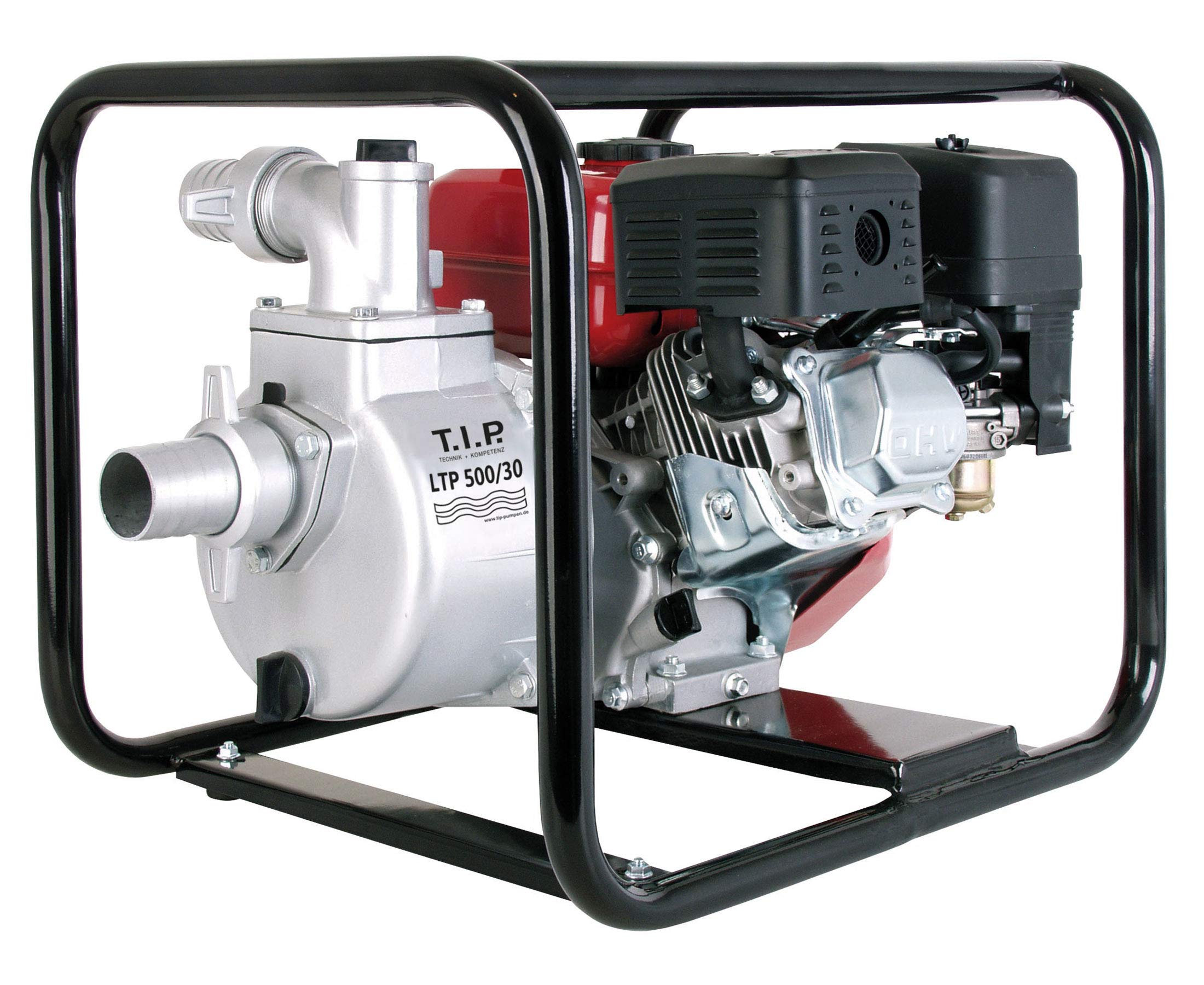 T.I.P. Pompe à eau LTP 500/30 V à essence (jusqu'à 30 000 l/h, hauteur de refoulement max. / pression max. 30 m / 3,0 bar, clapet anti-retour intégré, anti-défaillance d'huile, moteur 4 temps) 30197