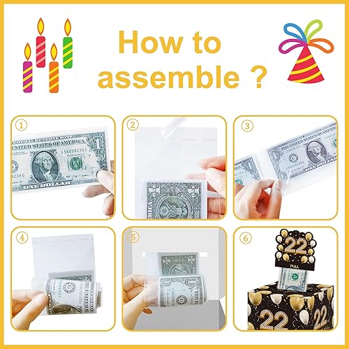 Miniatura 10 de Caja de regalo extraíble para dinero, caja de dinero para regalo en efectivo, juego temático de cumpleaños, caja de dinero para regalo en efectivo,