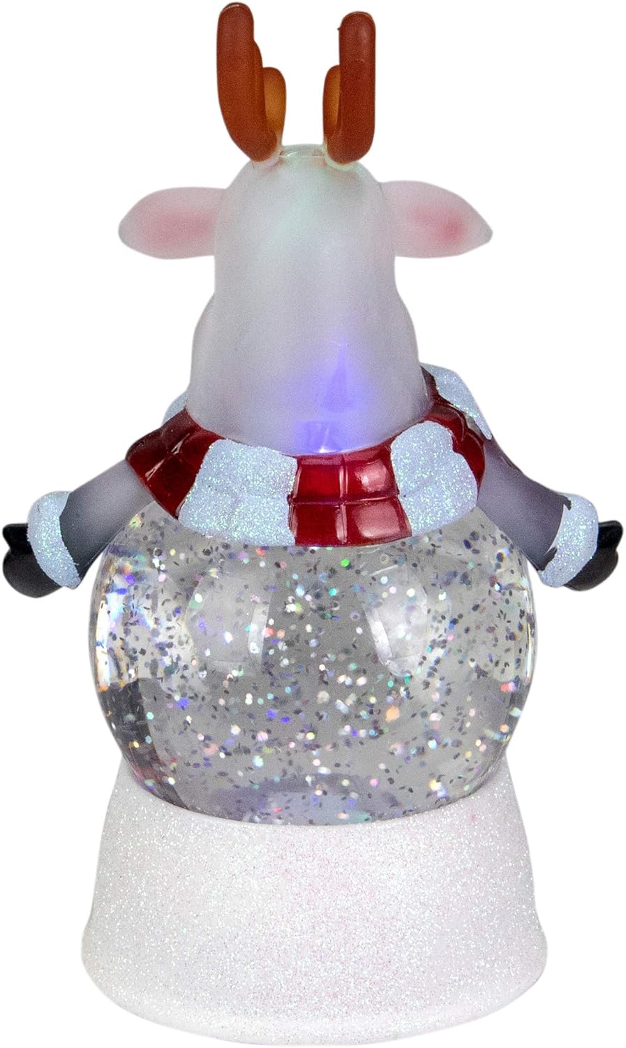 Northlight 3.94" Reindeer with a Striped Scarf Christmas Water Ball with LED Lighting & Glitter