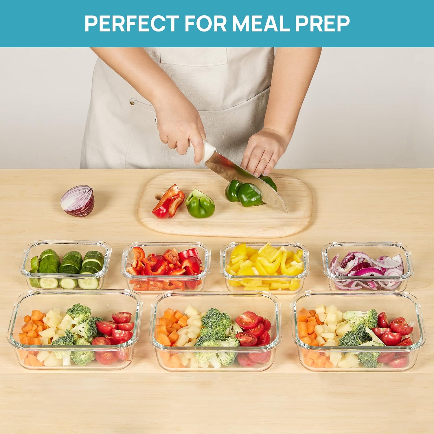 Glass Containers with Lids, 8 Pack Glass Meal Prep Containers 992 g thumbnail 9
