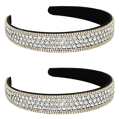 Vista 25 de YISSION 2 diademas para mujer, diadema de diamantes de imitación, diadema de perlas de cristal con brillantina, diademas de moda para niñas, Plateado