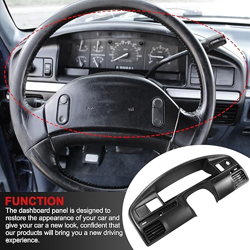 Miniatura 6 de Contorno de panel de tablero de instrumentos negro de reemplazo para Ford F250 F350 F Series Super Duty 7.3L V8 Diesel 1994-1997 F4TZ-15044D70-C