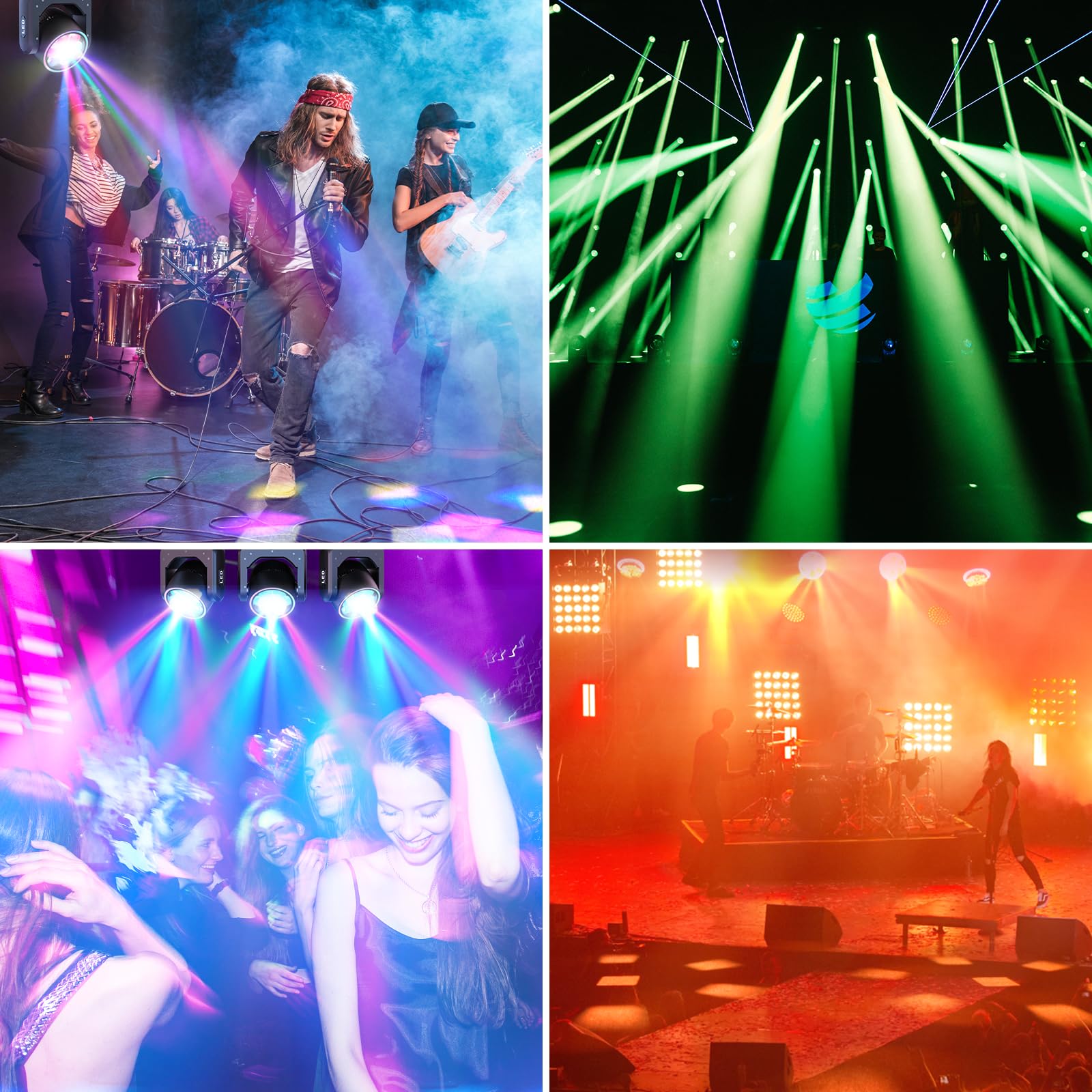4 PCS 7X40W Testa Mobile LED RGBW,7 LEDs Luce da Palco con DMX512,Modalità Master/Slave,Effetti Wash,Fascio,Vortice,Caleidoscopio,Messa a Fuoco Elettronica,per Bar, Concerti,Festival,Discoteche