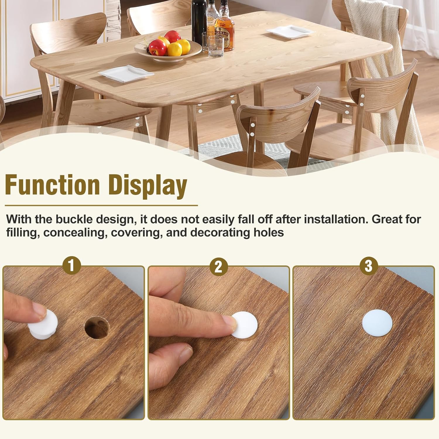 30pcs Plastic Hole Plugs, Snap in Locking Hole Tube Circular Locking Fastener Cover, Insert End Caps for Furniture Fencing Post Pipe - 8mm, White