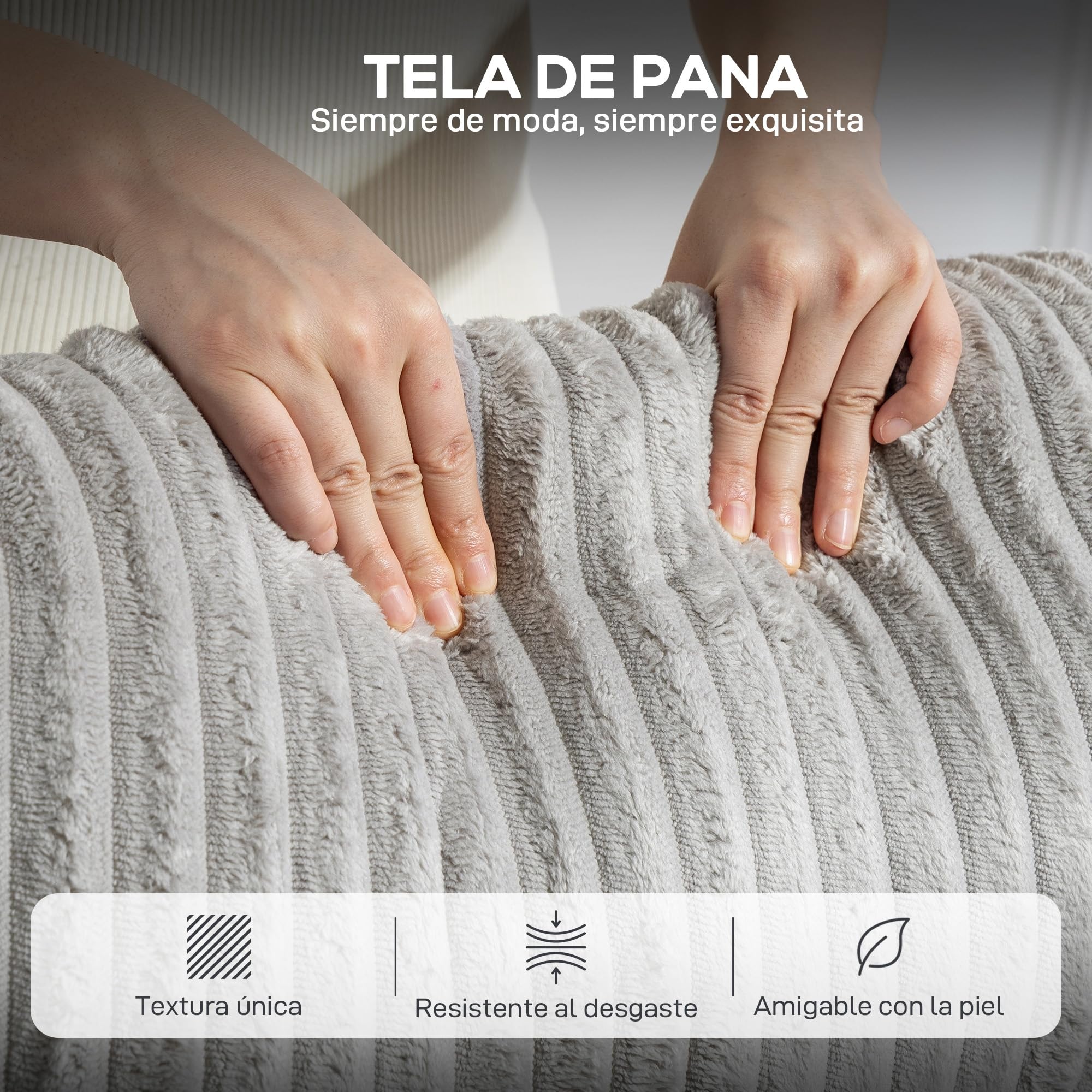 HOMCOM Sillón Relax Reclinable, Sillón Reclinable Manual, Tapizado en Pana, Instalación Rápida, Reposapiés, Acolchado Grueso, para Salón, Dormitorio, Oficina, Gris Claro
