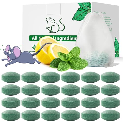 Pest Rodent Repellent, 24 Pack Peppermint Oil Repellent for Mouse Rats Spider Roach Ant Squirrel Pest Control Indoor & Outdoor, Natural Mice Deterrent Replace Trap Poisoning Family & Pet Safe Green