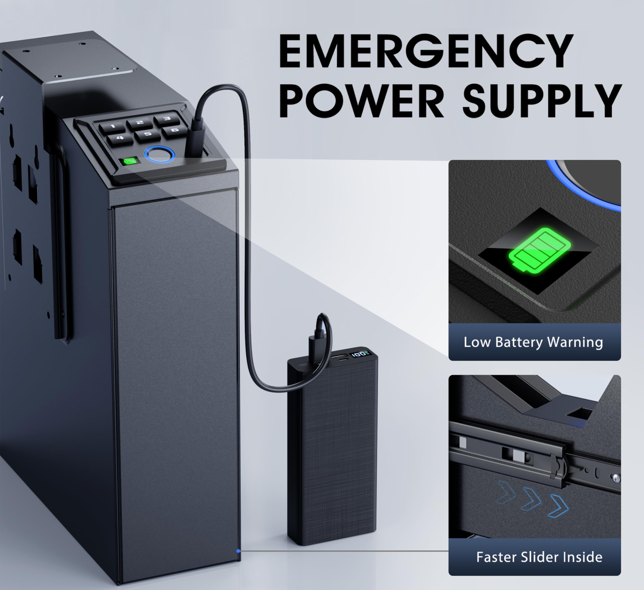 ORARAER Gun safe, Biometric Slider safe for handgun, 4 Ways Unlock with Fingerprint, Key Access,Code, Mounted Nightstand Pistol Safe and Gun Lock Box for Car, Truck,Wall,Valentines Day Gifts for Him