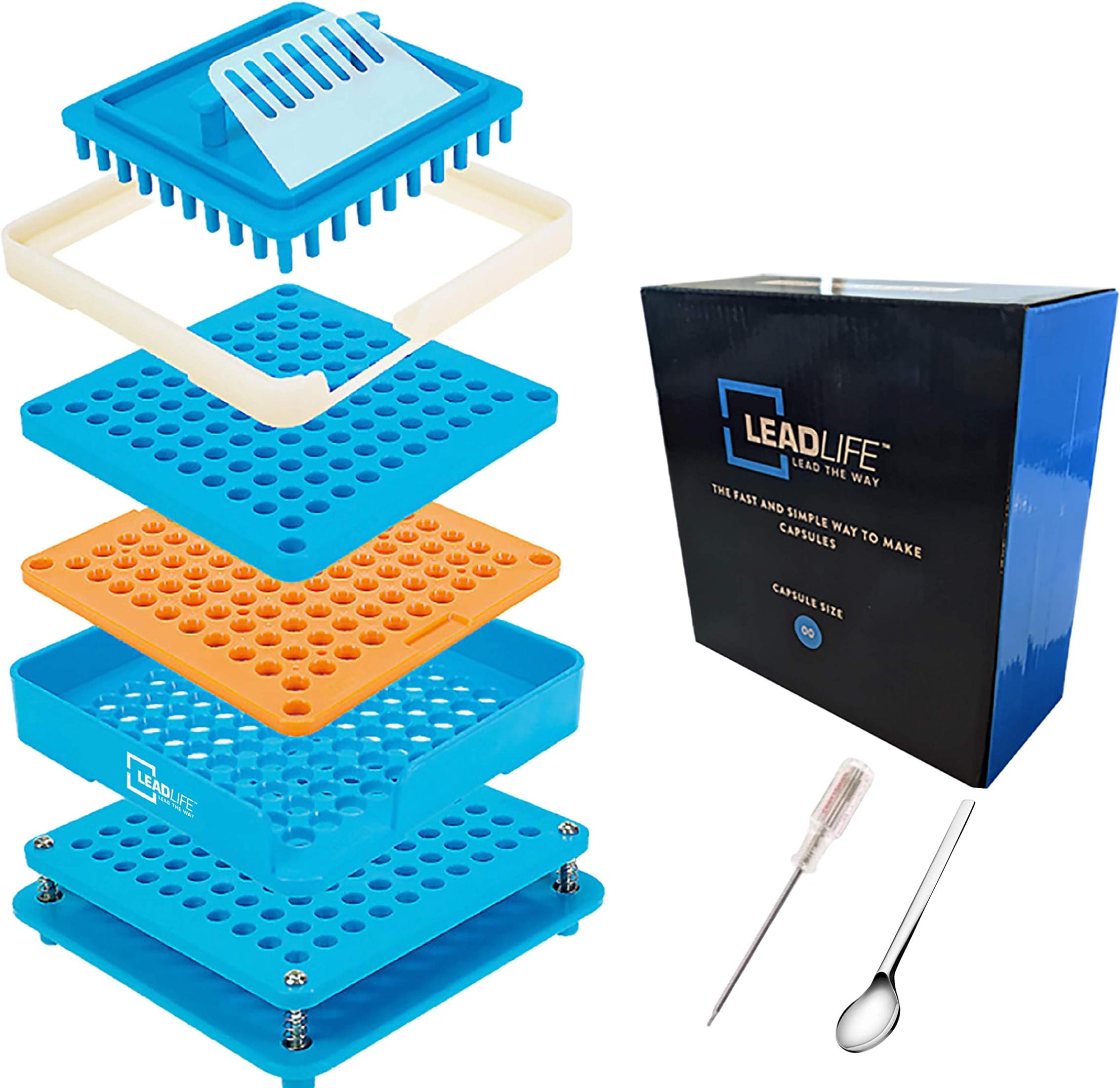 Filling Machine 100 Holes for Size 00 - Make Your Own Capsules Now Easier and Faster - Use with Empty Gelatin or Vegetarian Capsules (size 00)