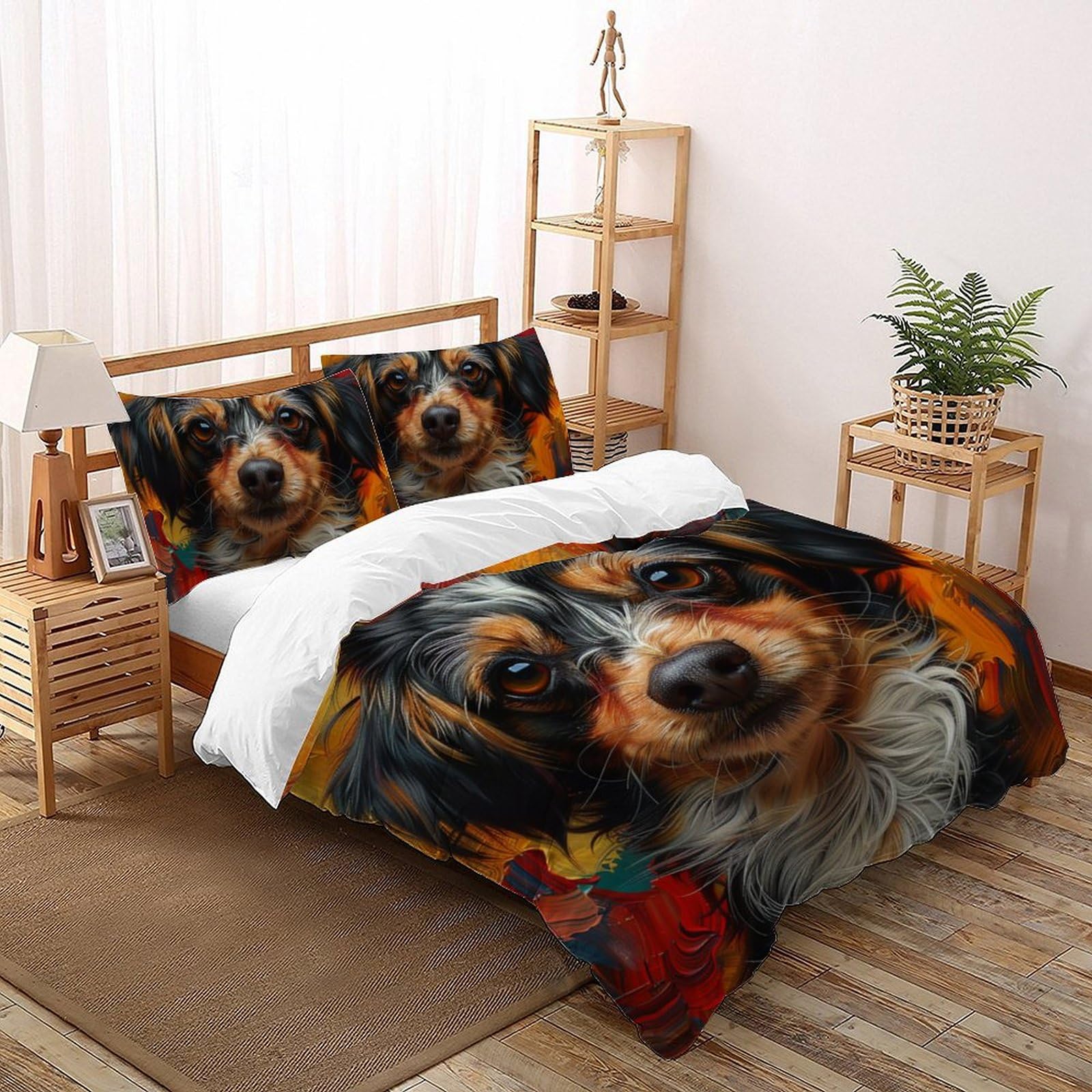 Housse de couette Shaggy Chien 3 pièces parure de lit dessins animés microfibre 200x200cm