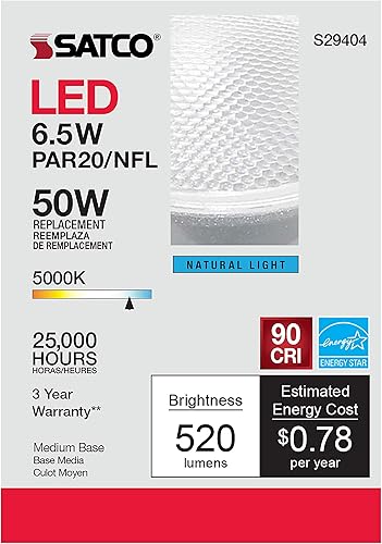 Miniatura 7 de Satco S29404 6.5 vatios; LED PAR20; 5000 K; 120 voltios paquete de 6 reemplazos S9404 California compatible