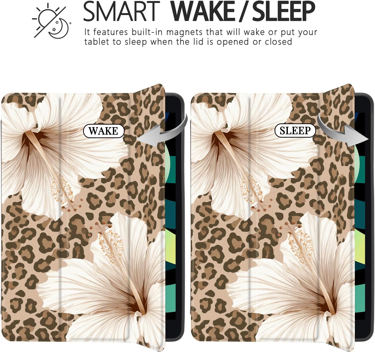 Joyland Brown Leopard Floral for iPad 10th Generation Case 10.9 inch 2022/iPad (A16) 11th Gen 11 Inch 2025,Built-in Pencil Holder with Shockproof Cover Transparent Back Shell Auto Wake/Sleep,Black