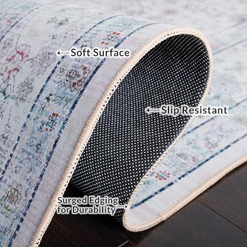 Miniatura 6 de SAFAVIEH Tucson Collection - Alfombra de área de 8 x 10 pies, diseño persa beige y verde, no desprende pelusa, lavable a máquina y antideslizante,