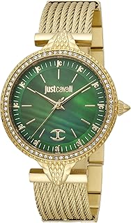 ساعة للنساء من جست كافالي موديل JC1L169M0035 تناظري بمينا أخضر بسوار ذهب