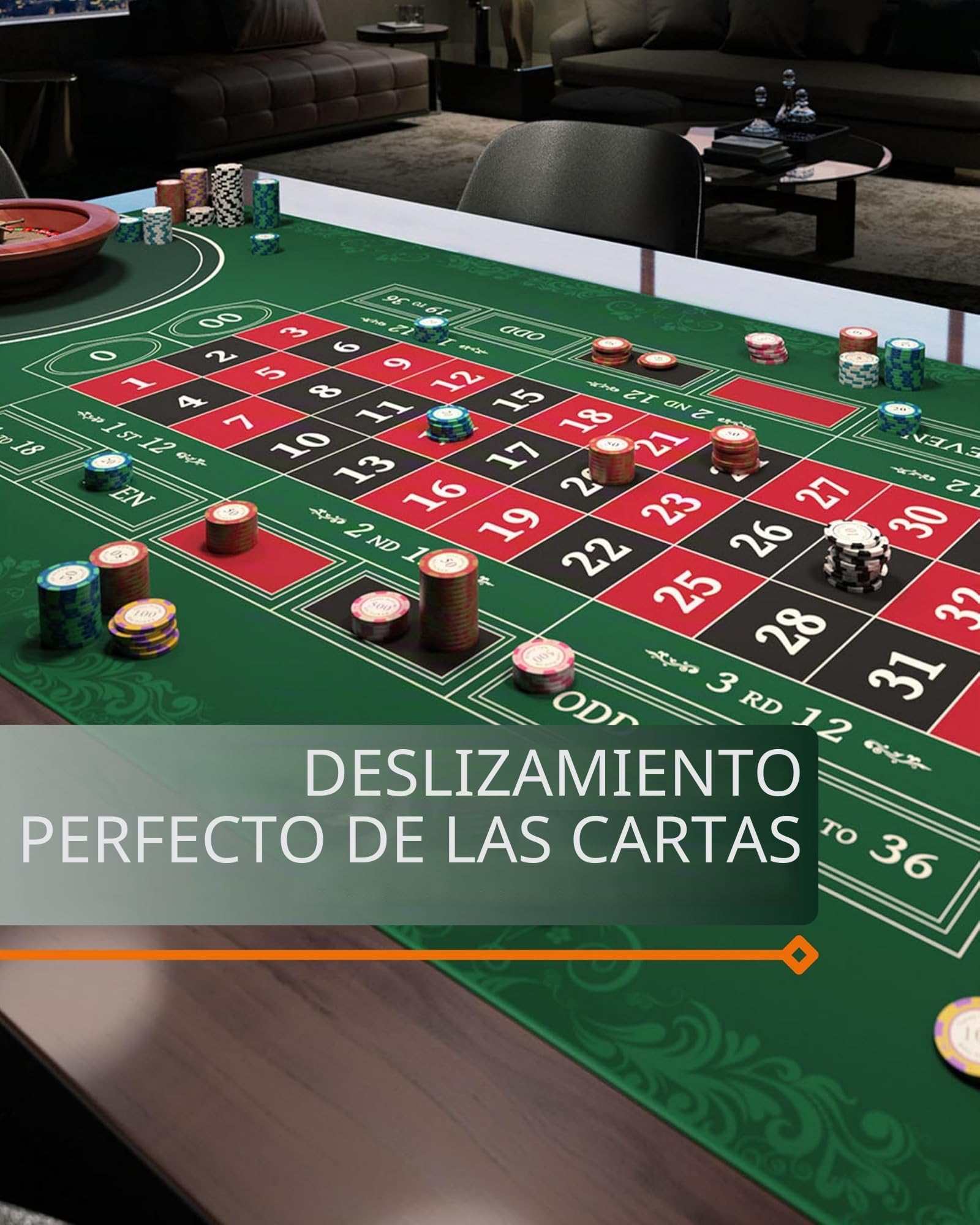 Bullets Playing Cards, Alfombra de la ruleta en 180 x 90 cm, alfombra de mesa para una sensación de casino real