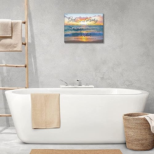 Miniatura 2 de Arte de pared de oración de serenidad costera, con citas de escrituras de paisaje marino, impresiones en lienzo, cuadros de playa del océano, obras