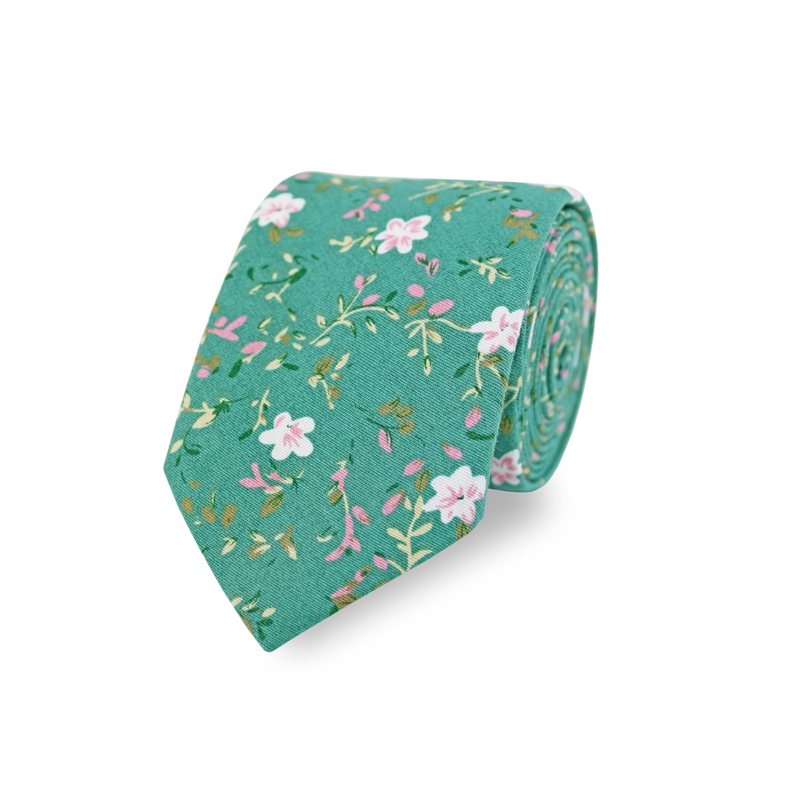 THE GENTS LAB Men's Floral Wedding Neck Tie Made From 100% Soft Cotton | Over 20+ Styles (Teal)