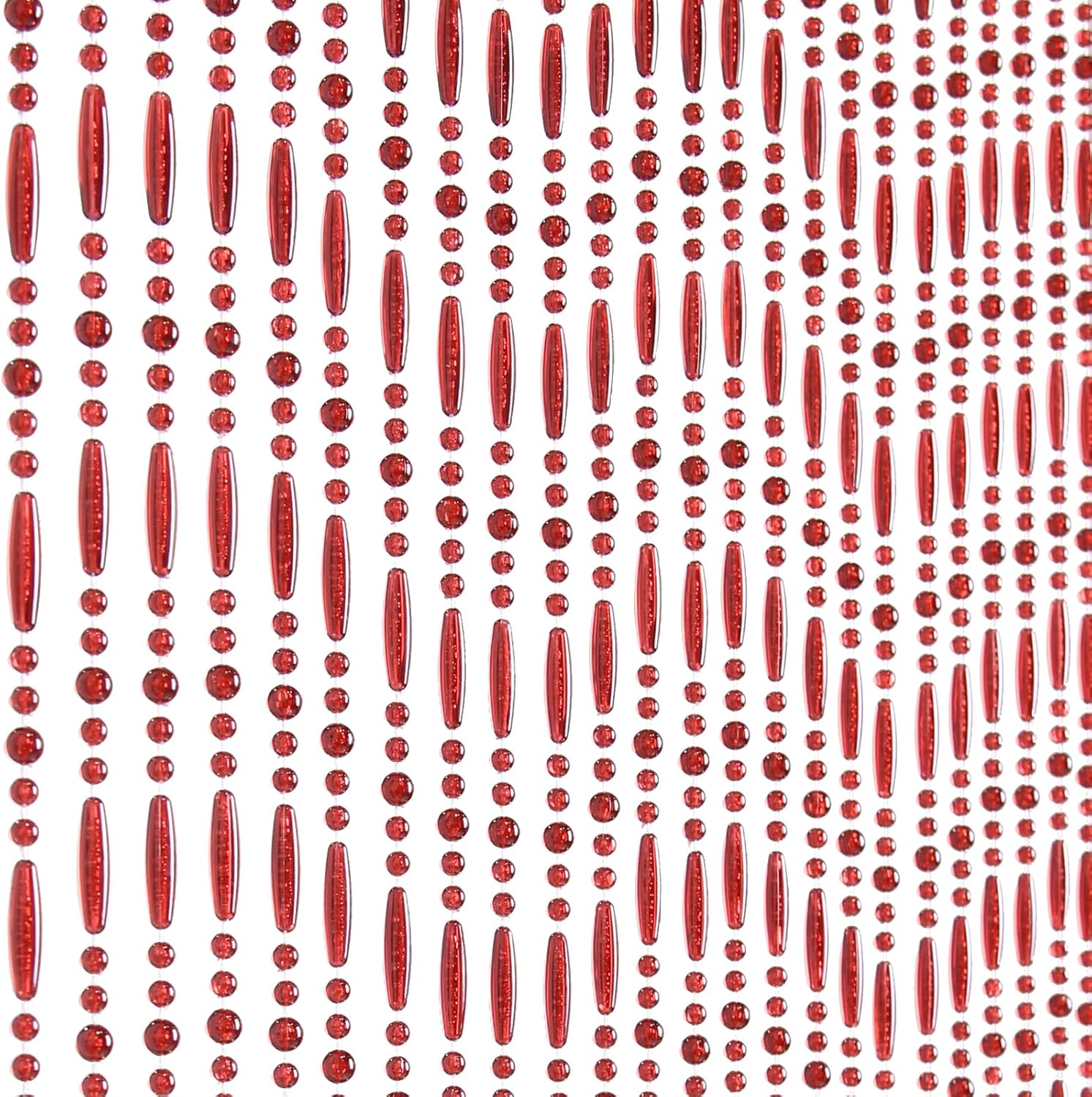 Acrylic Crystal Beaded Curtain 35.5x79inches 45 Strands Bead String Curtains Hanging Door Beads Wave Pattern Hanging Room Divider for Doorway Window Bedroom Home Decor Wine Red