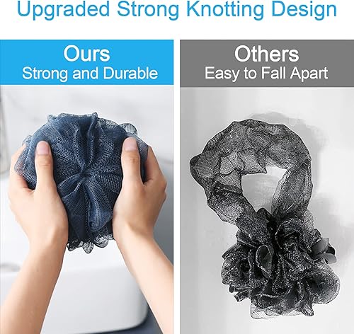 Miniatura 4 de AmazerBath - Esponja vegetal de 2.65onzas, esponja de baño exfoliante para el cuerpo, juego de 4 unidades, azul grisáceo, rosa, gris, blanco (grande)