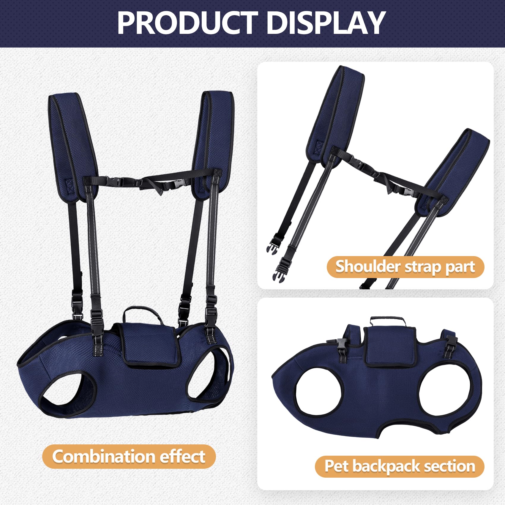 Mochila transportadora para perros con patas fuera con asa de transporte, bolsa de viaje multifuncional para perros medianos y grandes, ideal para camping, ciclismo y viajes al aire libre (L)