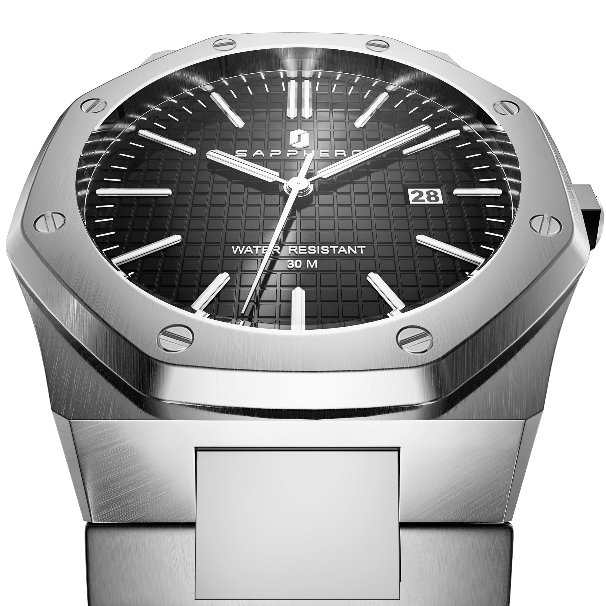 SAPPHERO Orologio Uomo 30m impermeabile Ottagonale Analogico Quarzo Oro Acciaio inossidabile Orologio Moda Business Casual Orologio Elegante Regalo Uomo