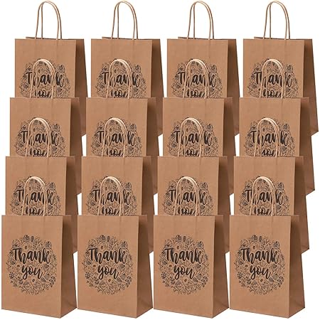 Ruspepa Small Kraft Gift Bags Thank You Gold Foil Kraft Paper Gift Bag Set For Express Gratitude 12pack 14cm X 8 3cm X 21 3cm Amazon Co Uk Stationery Office Supplies
