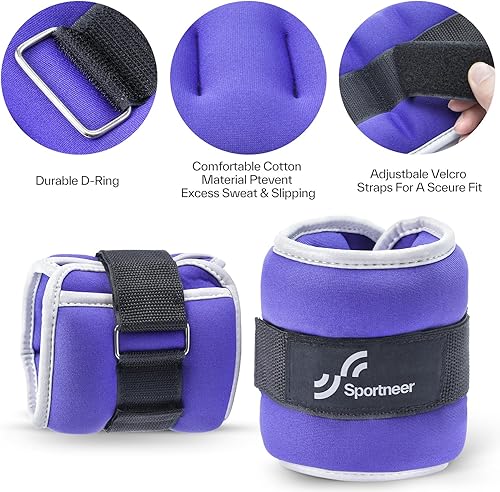 Miniatura 3 de Sportneer Ankle Weights Wrist Weights Pair of 1/2/4/6/10 LBS for Men Women Kids Strength Training Wrist and Ankle Weights Set with Reflective Strips