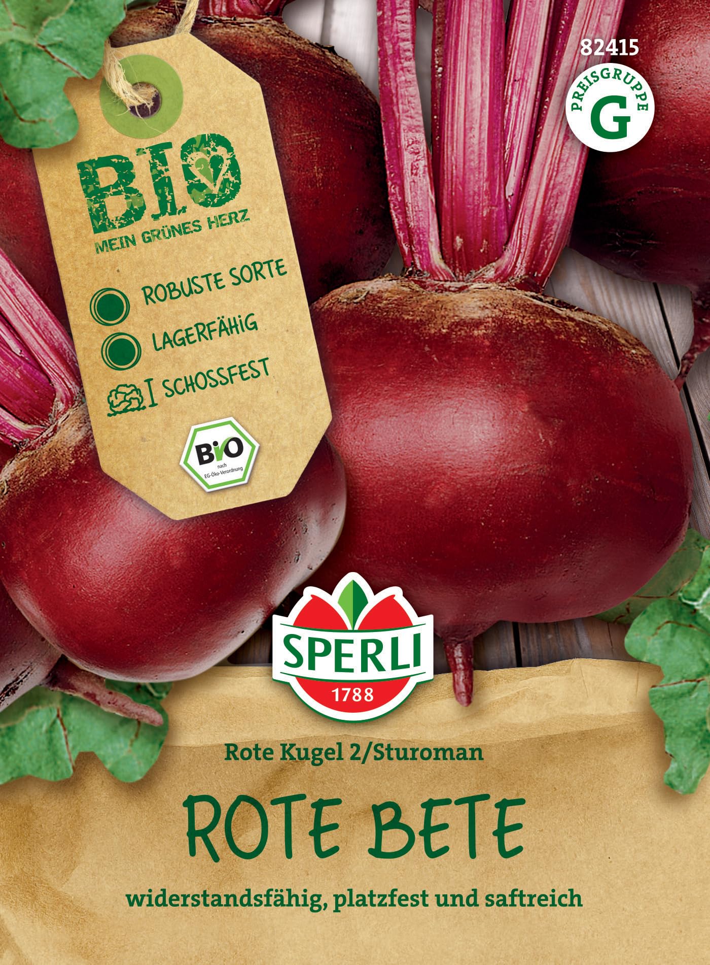 Sperli BIO Rote Bete Samen 82415 – Gemüsesamen für eine widerstandsfähige und lagerfähige Rote Bete mit Inhalt für 15 bis18 lfd. Meter - Gemüsepflanzen, Saatgut