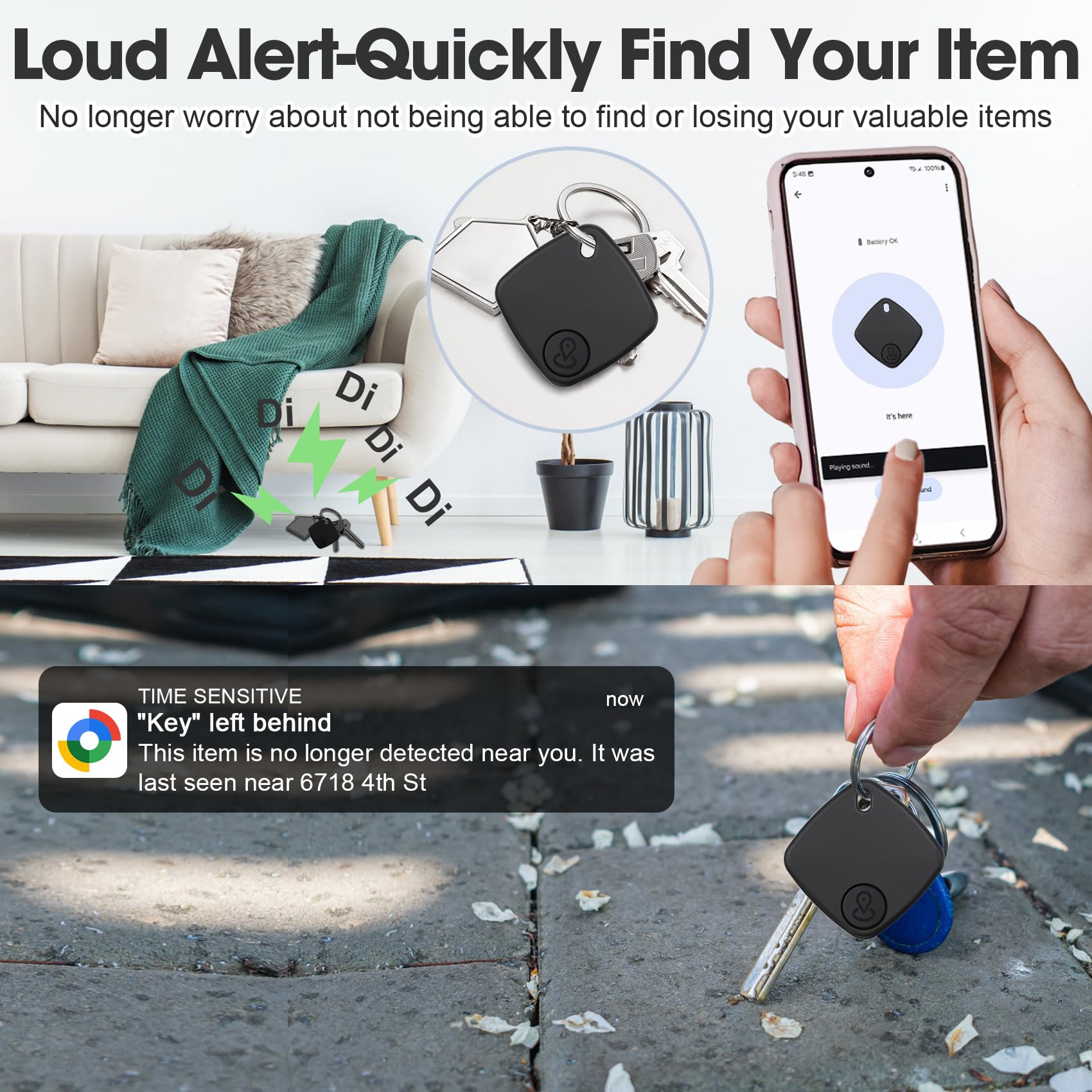 2026 New Tracker Android Smart Tag Funziona con Google's Find Hub, Trova Chiavi Batteria di Ricambio Sostituibile, IP67 Impermeabile Localizzatore Android Bluetooth per Valigia/Portafoglio/Chiavi