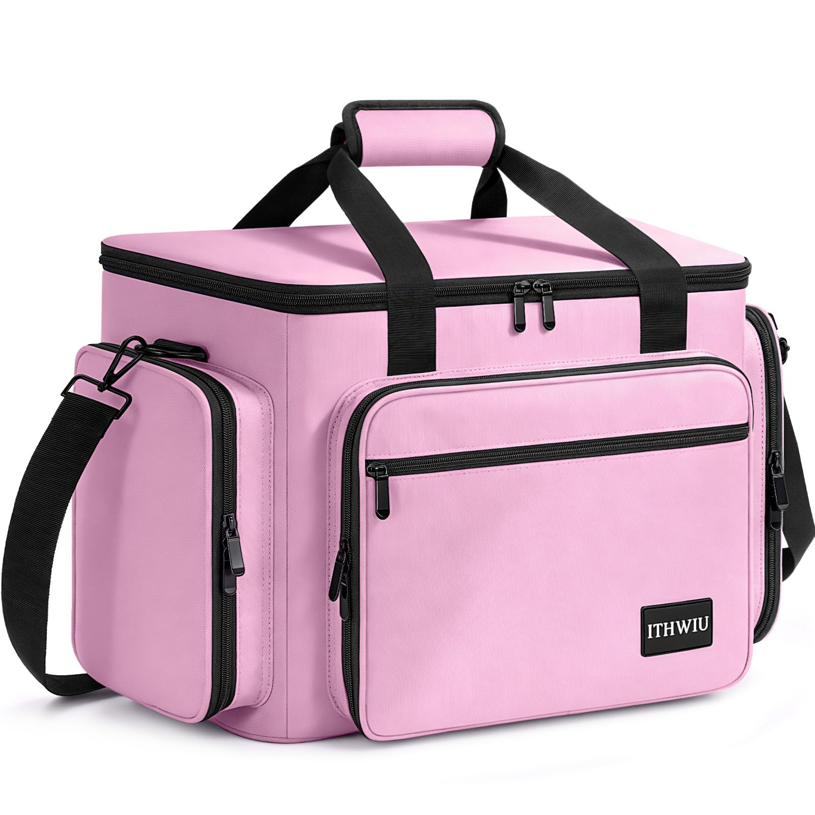 Sewing Machine Carrying Case with Multiple Storage Pockets Large Capacity, Universal Tote Storage Bag Compatible with Most Standard Singer, Brother, Janome, Pink