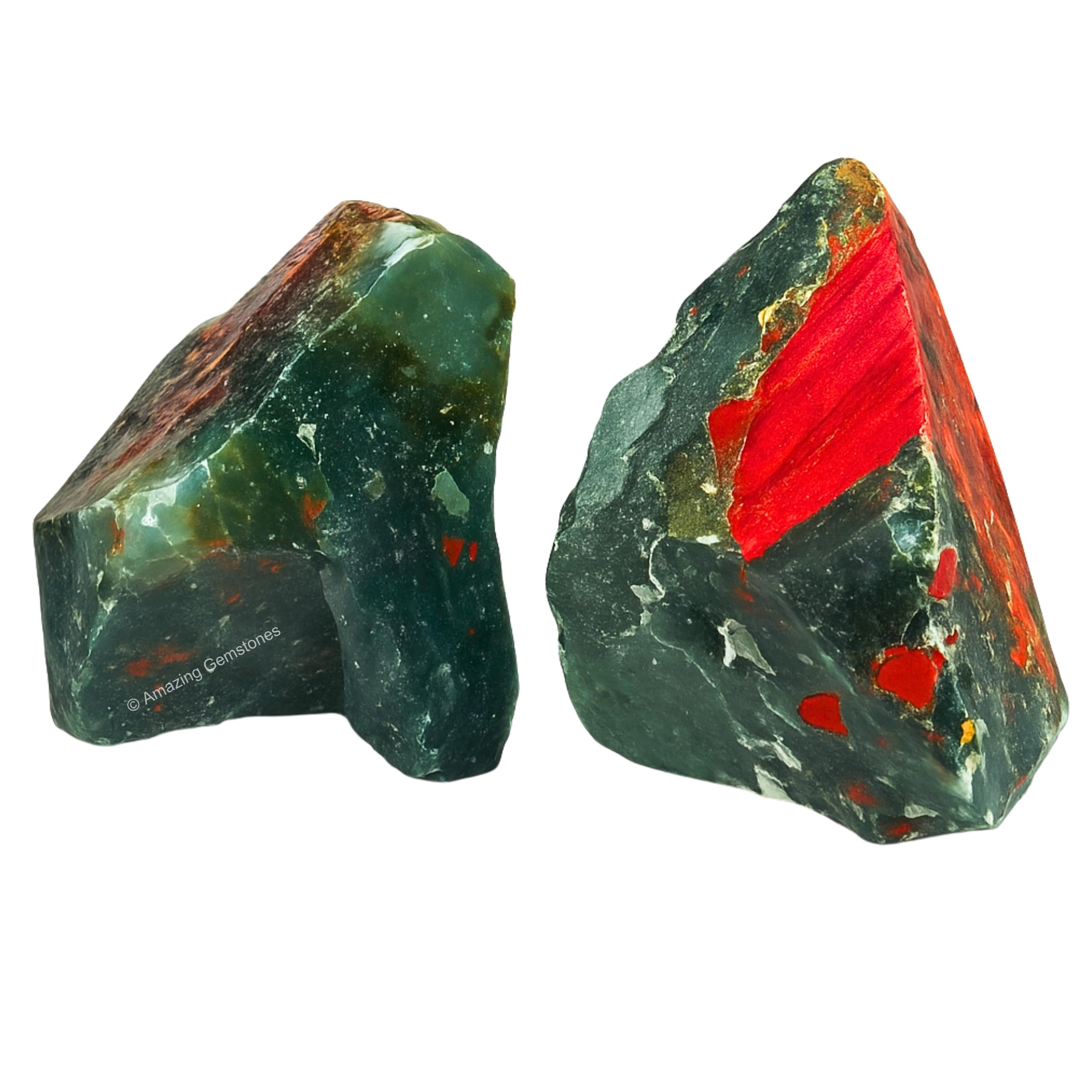 African Bloodstone Raw Crystals and Healing Stones, Natural Rocks for Tumbling - DIY Raw Stones and Crystals, 2 Pieces