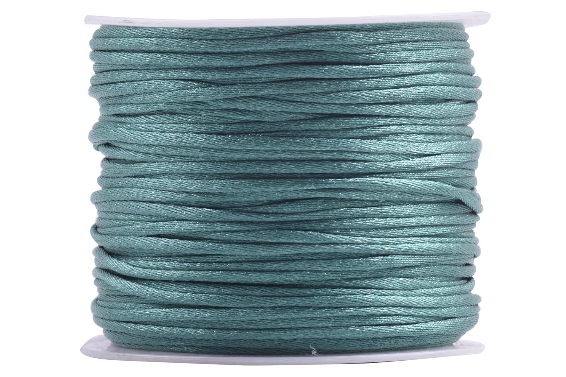 KONMAY 1 Roll 91 Meters 1.5mm Teal Nylon Rattail Satin Silk Trim Cord Beading String for Chinese Knotting, Kumihimo, Beading, Macramé, Jewelry Making