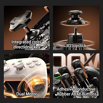 Megadream Wired Controller for Switch 2|1/PS4/PS3/PC/Android Gaming Controller, 1000Hz Polling Rate, 2M USB Cable, USB -C Adapter, Ergonomic Gamepad Joystick with Turbo Function, Dual Vibration, White