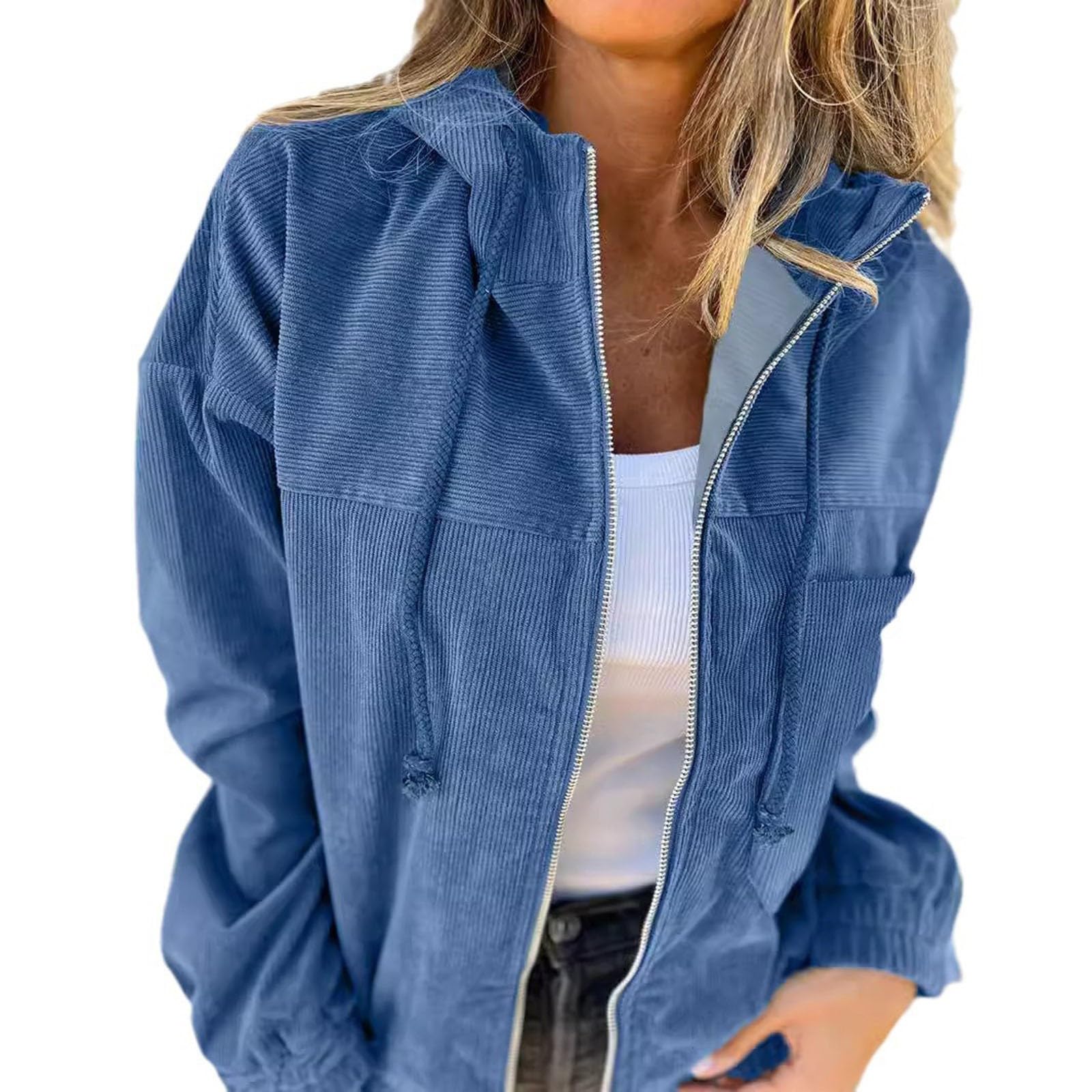 Chaqueta Mujer Invierno Chaqueta informal con capucha para mujer estilo callejero bolsillo práctico y diseño liso moderno