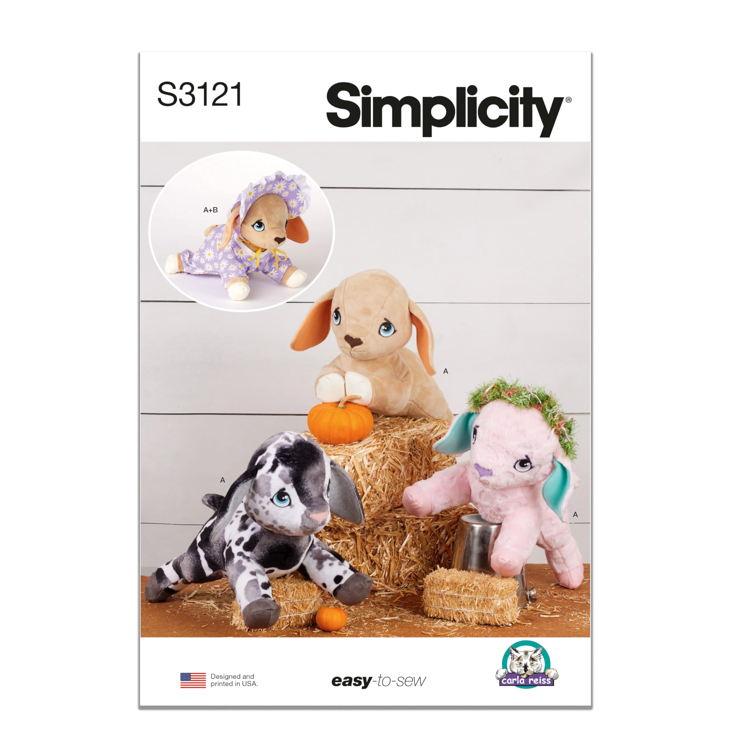 Patron de couture peluche chèvre Simplicity S3121 doudou bébé Carla Reiss