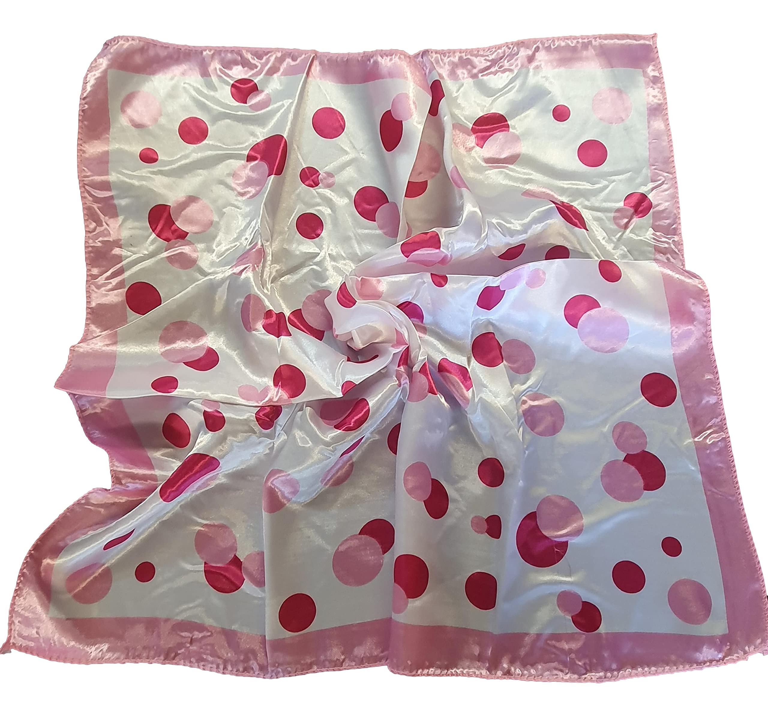 Fat-Catz-Copy-Catz Women's Pink Small Unisex Square Baby Circles Print Satin Feel Fashion Scarf 50Cm X 50Cm