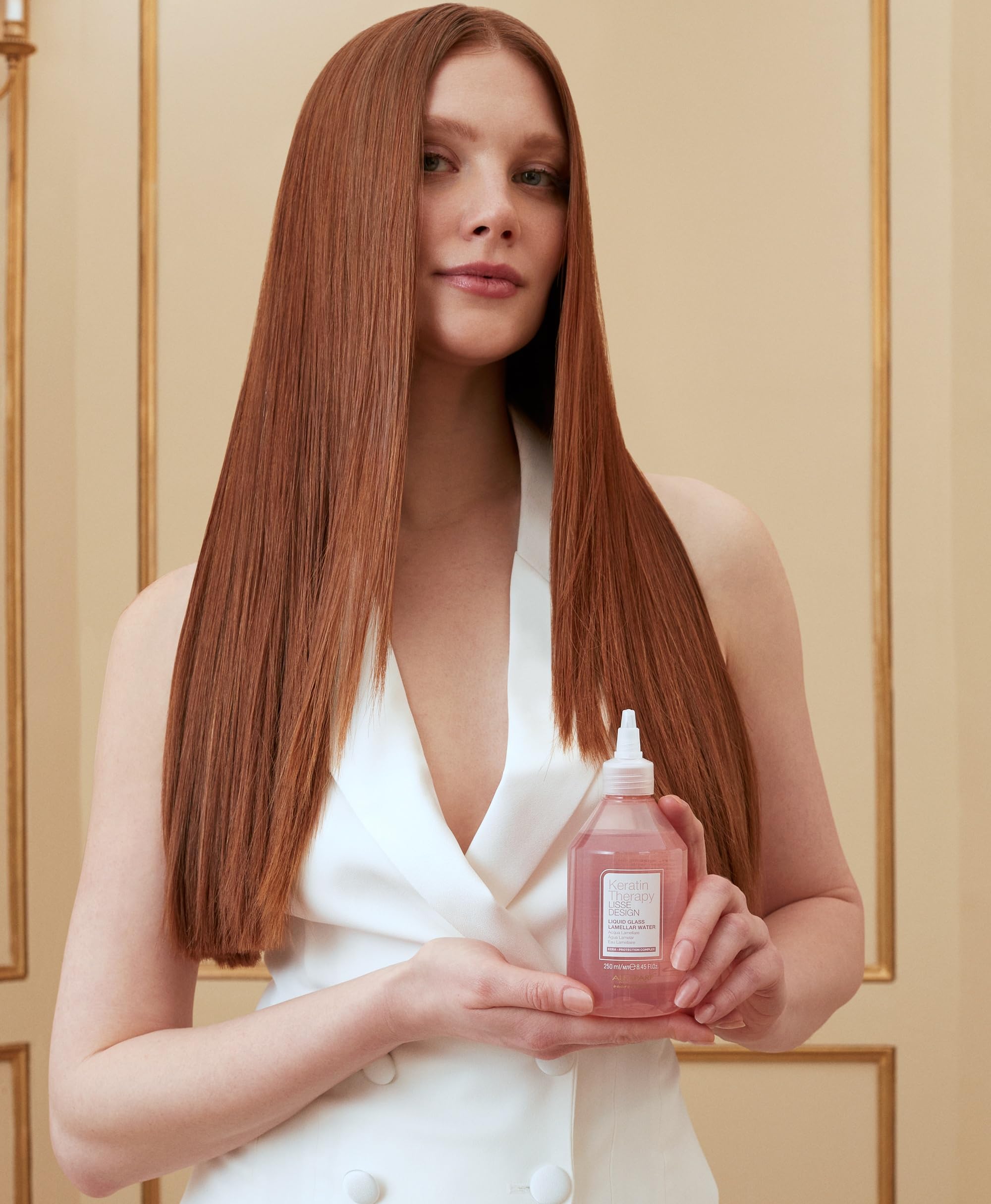 ALFAPARF MILANO Keratin Therapy Lisse Design Liquid Glass Lamellar Water for Visibly Shiny and Frizz-Free Hair - Glossy Lamination Treatment and Detangler (8.45 fl oz / 250 ml)