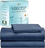 California Design Den Twin XL Sheet Sets, Soft 100% Cotton Cooling Sheets, 500 Thread Count Sateen Hotel Quality Bed Sheets, Twin XL Sheets, Dorm Essentials for Guys -Navy Blue