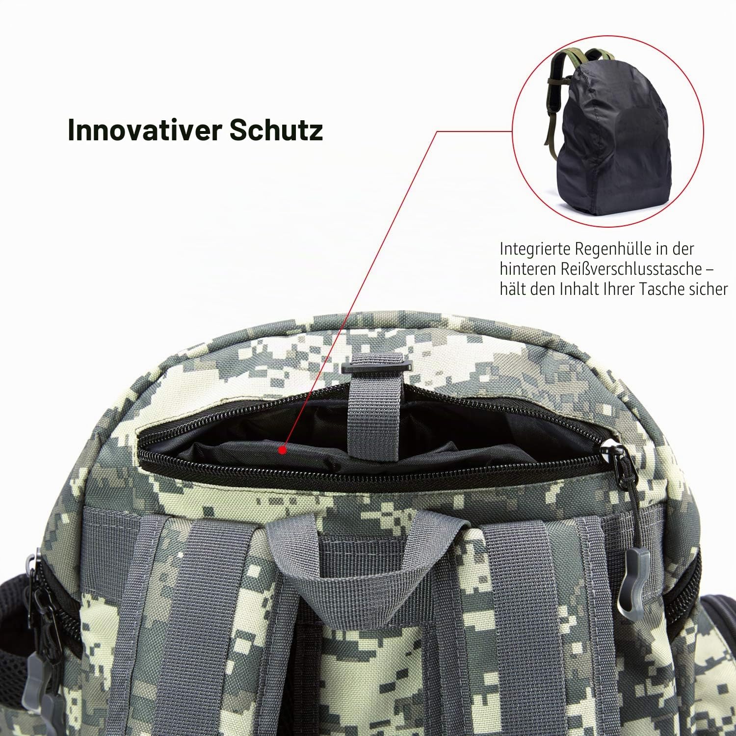 Bassdash Angelrucksack wasserabweisend leicht taktische Tasche Angelkoffer mit Rutenhalter und schützender Regenhülle