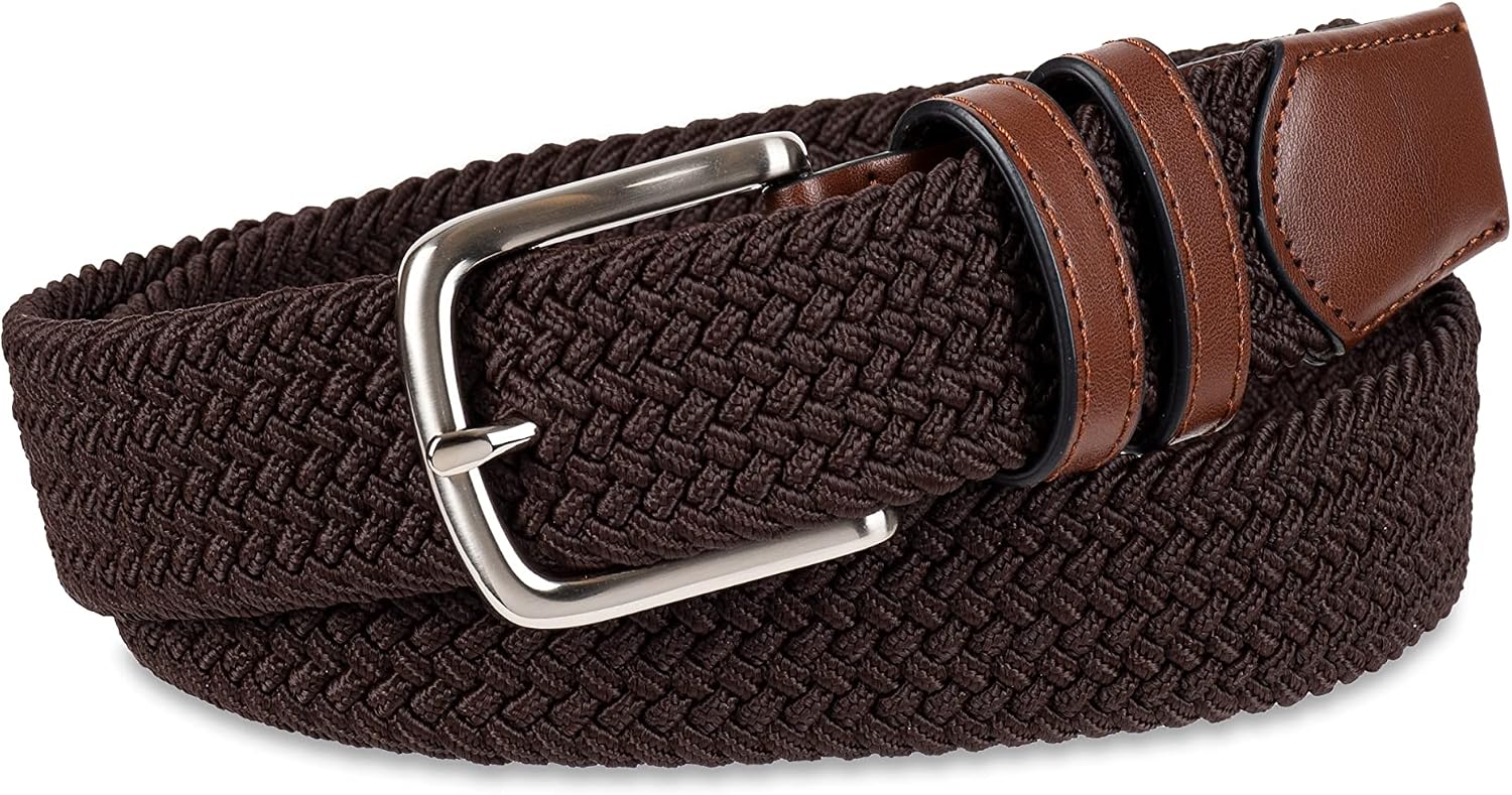 Amazon Essentials Men's Stretch Woven Braid Belt with Metal Buckle image 2