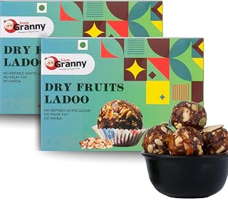 From Granny - Dry Fruit Laddu With Dates | Dry Fruits Laddu Home Made | 7 Super Nuts and Seeds in 1 Ladoo | Energy Bar Replacement Ladoo | Sugar Free Sweets | 2 X 200 g