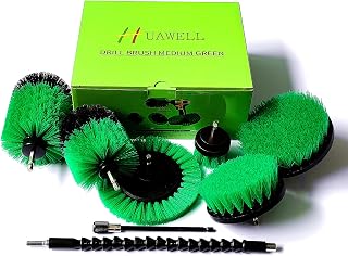 HUAWELL Bohrerbürste mit langem Aufsatz-Set, grün, Küchenreinigungsbürsten, Allzweckbürsten für Badezimmer, Küche, Fugenmörtel, Wanne, Fliesen, Ecken, Auto, Grün, H783758-982