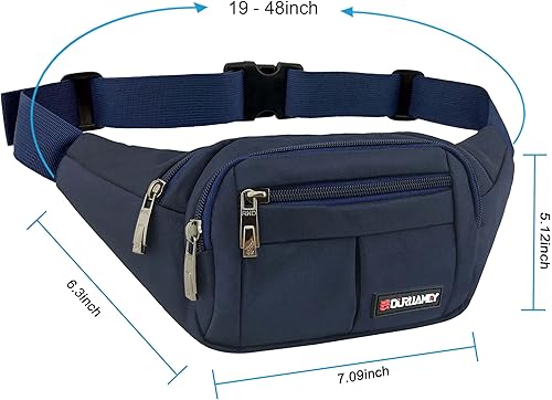 Miniatura 4 de Riñonera para hombres Riñoneras para mujer, bolsa de cintura de moda para senderismo, correr, viajar, talla grande ajustable, Azul, Moda