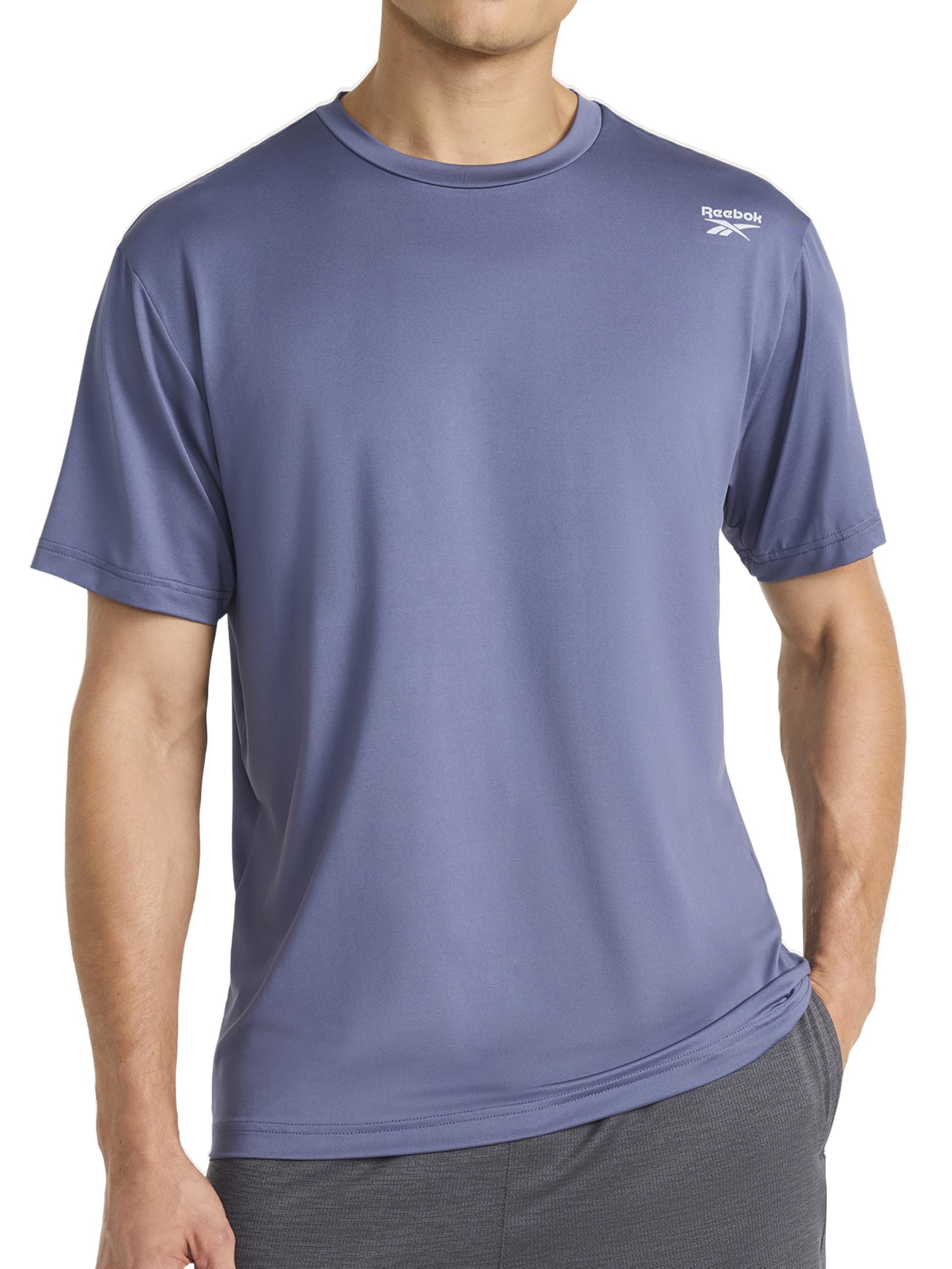 Men's Reflective Small Logo Crewneck T-Shirt, Standard Fit, Lightweight Cool Touch Jersey Fabric