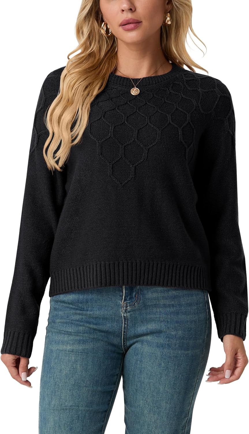 GRECERELLE Women's Pullover Sweater Chunky Crew Neck Long Sleeve Losse Casual Knit Tops Blouse, S-2XL - Image 3